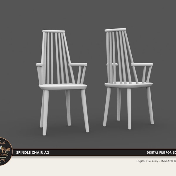 1:12 Spindle Chair A3 Dollhouse Miniature - 3D STL PRINT file Instant Download