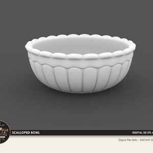 1:12 Scalloped Bowl Dollhouse Miniature - 3D STL PRINT file Instant Download