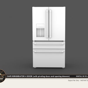 1:12 Refrigerator French 4 Door Dollhouse Miniature - 3D STL PRINT file Instant Download