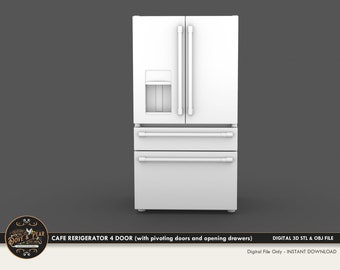 1:12 Refrigerator French 4 Door Dollhouse Miniature - 3D STL PRINT file Instant Download