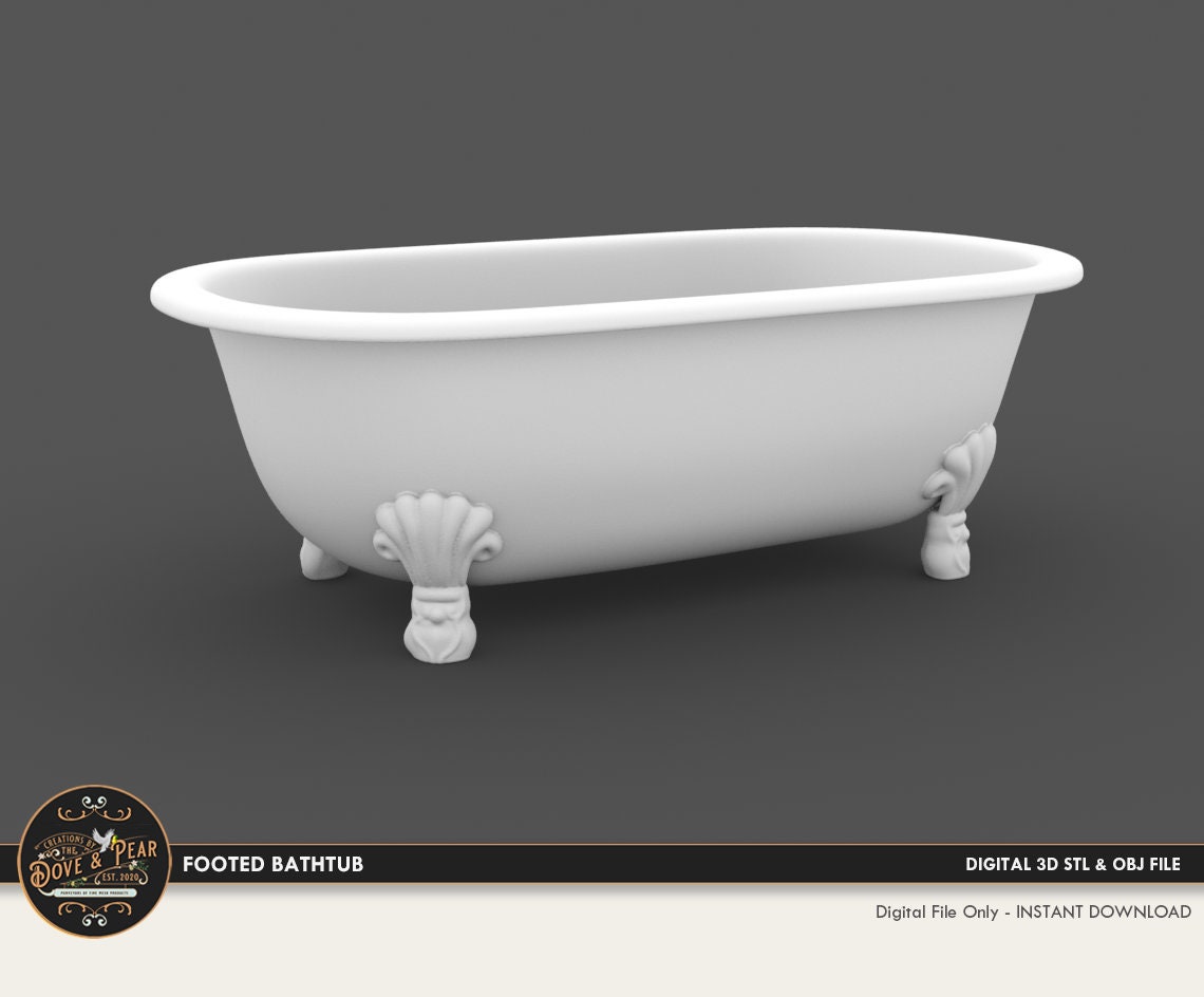 MINIATURE Dollhouse Bathroom Bathtub / Mini Farmhouse Style Washroom Footed  Soaker Tub Furniture SVG File Instant Download (Instant Download) 