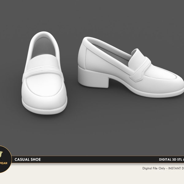 1:12 Casual Loafers Shoes Dollhouse Miniature - 3D STL PRINT file Instant Download