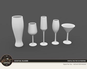 1:12 Cocktail Glasses Dollhouse Miniature - 3D STL PRINT file Instant Download