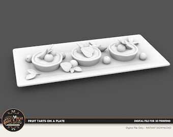 1:12 Fruit Tarts Food Dollhouse Miniature - 3D STL PRINT file Instant Download