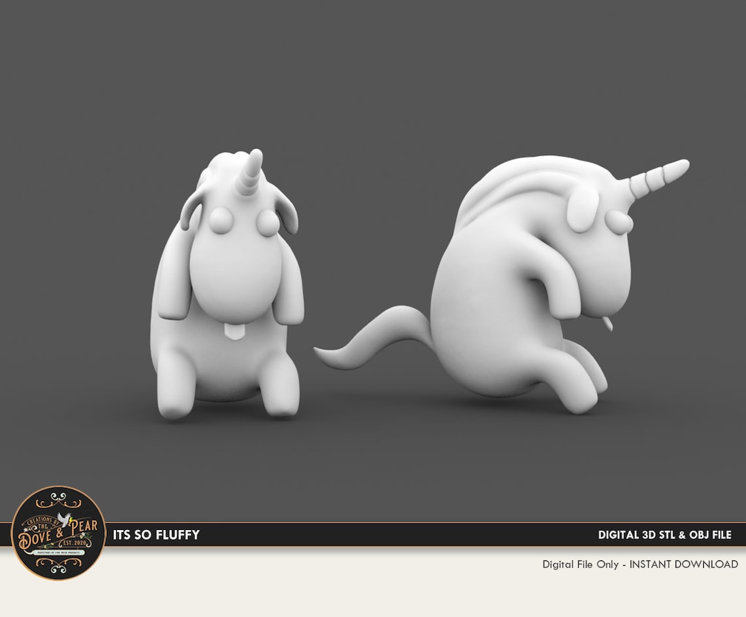 1:12 Its so Fluffy Unicorn Toy Dollhouse Miniature 3D STL PRINT File ...