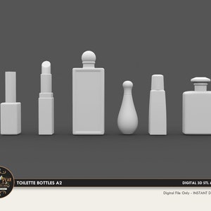 1:12 Toilette Bottles A2 Perfume, lipstick nail polish Dollhouse Miniature - 3D STL PRINT file Instant Download