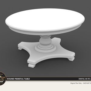 1:12 Round Pedestal Table Dollhouse Miniature - 3D STL PRINT file Instant Download