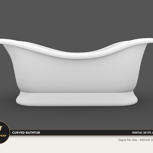 1:12 Curved Bathtub Dollhouse Miniature - 3D STL PRINT file Instant Download