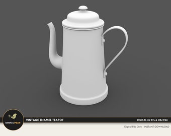 1:12 Vintage Enamel Teapot Dollhouse Miniature - 3D STL PRINT file Instant Download