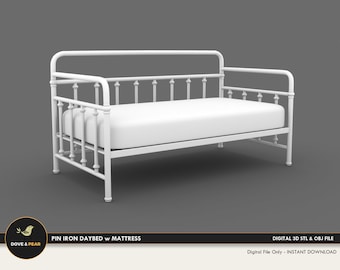 1:12 Pin Iron Daybed Dollhouse Miniature - 3D STL PRINT file Instant Download