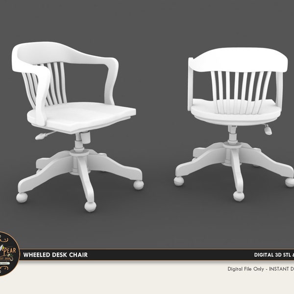 1:12 Wheeled Desk Chair Dollhouse Miniature - 3D STL PRINT file Instant Download