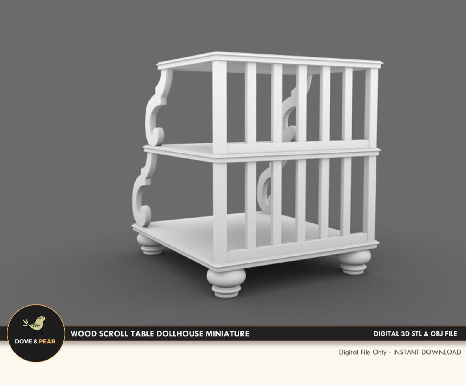 112 Scale Scroll Side Table Dollhouse Furniture 3D PRINT Etsy