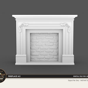 1:12 Fireplace A2 Dollhouse Miniature - 3D STL PRINT file Instant Download