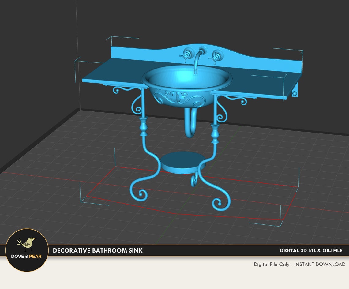 112 Decorative Bathroom Sink Pedestal Dollhouse Miniature Etsy