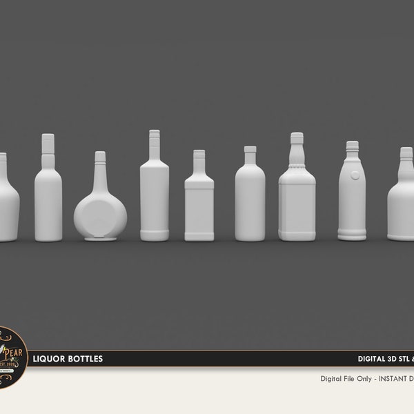 1:12 Liquor Bottles Dollhouse Miniature - 3D STL PRINT file Instant Download