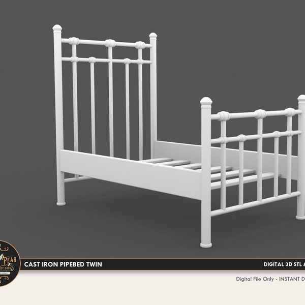 1:12 vintage Cast Iron Pipe Bed Twin Dollhouse Miniature - 3D STL PRINT fichier Téléchargement instantané