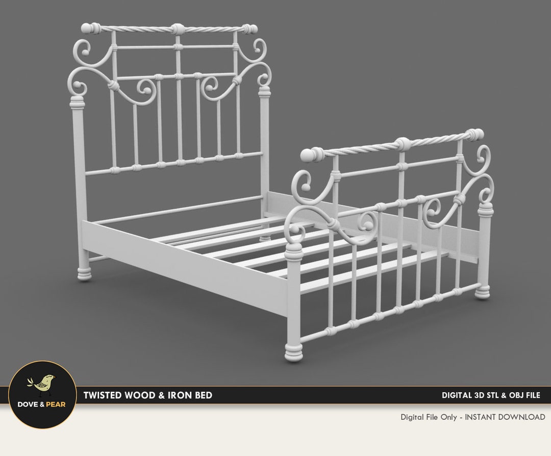 112 Twisted Wood & Iron Bed Frame Full / Double Size Etsy