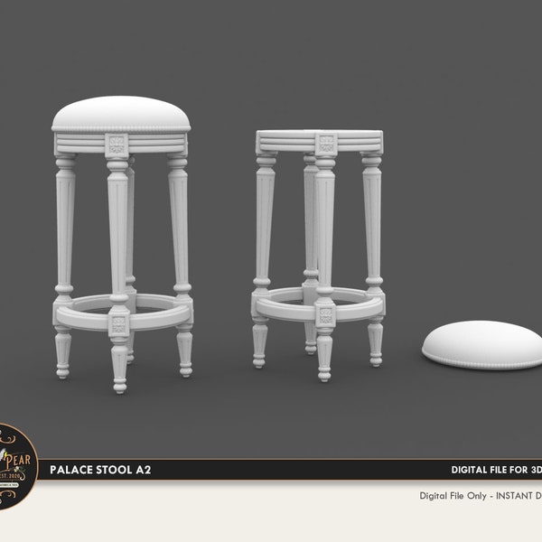 1:12  Palace Stool A2 Dollhouse Miniature - 3D STL PRINT file Instant Download