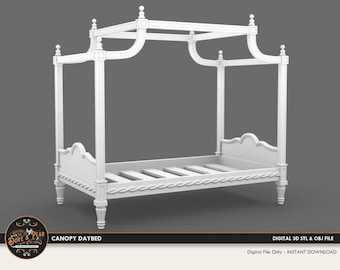 1:12 Canopy Daybed Dollhouse Miniature - 3D STL PRINT file Instant Download