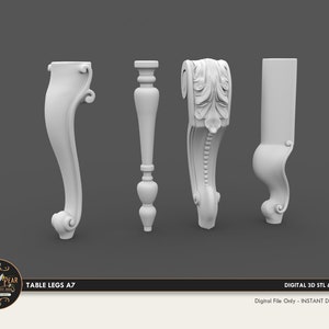 1:12 Table Legs A7 Dollhouse Miniature - 3D STL PRINT file Instant Download