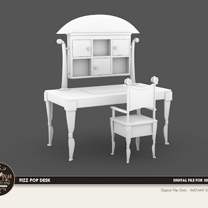 1:12 Fizzpop Whimsical Desk Dollhouse Miniature - 3D STL PRINT file Instant Download
