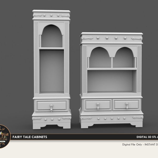 1:12 Armoires de conte de fées Dollhouse Miniature - Fichier 3D STL PRINT Téléchargement instantané