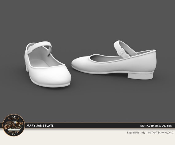 1 12 Mary Janes Flats Shoes Dollhouse Miniature 3D STL PRINT File