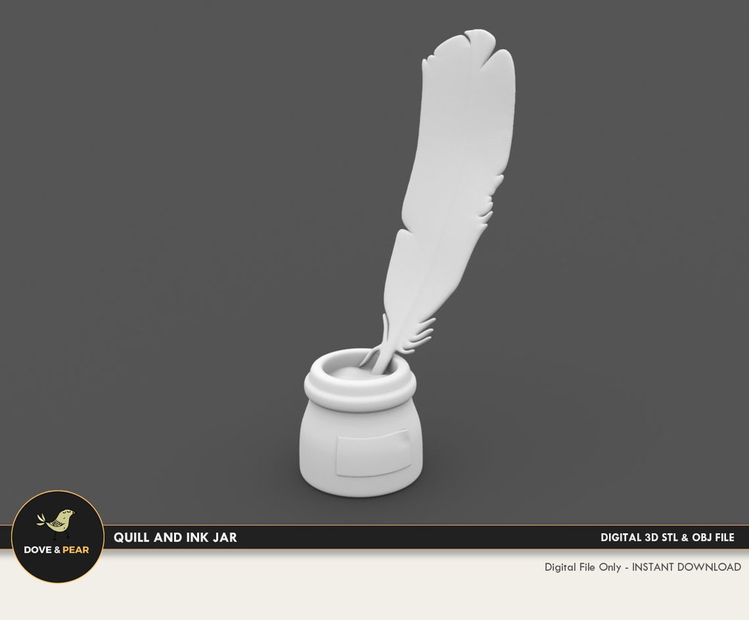 112 Quill and Ink Jar Dollhouse Miniature 3D STL PRINT File Instant