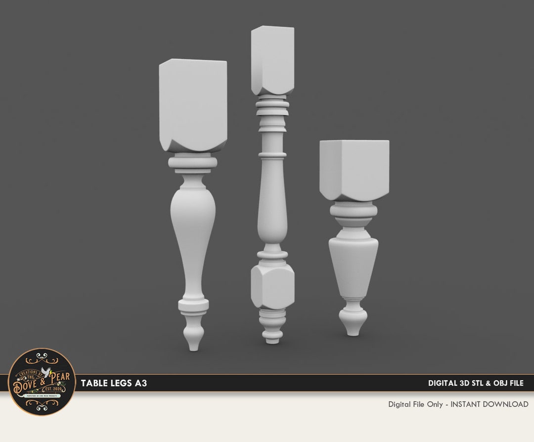 1:12 Table Legs A3 Dollhouse Miniature 3D STL PRINT File Instant ...