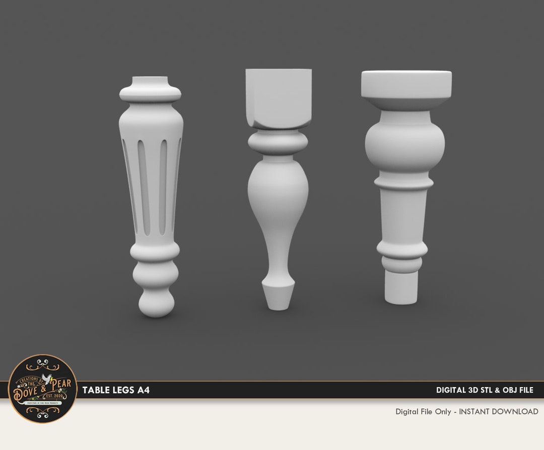 1:12 Table Legs A4 Dollhouse Miniature 3D STL PRINT File Instant ...