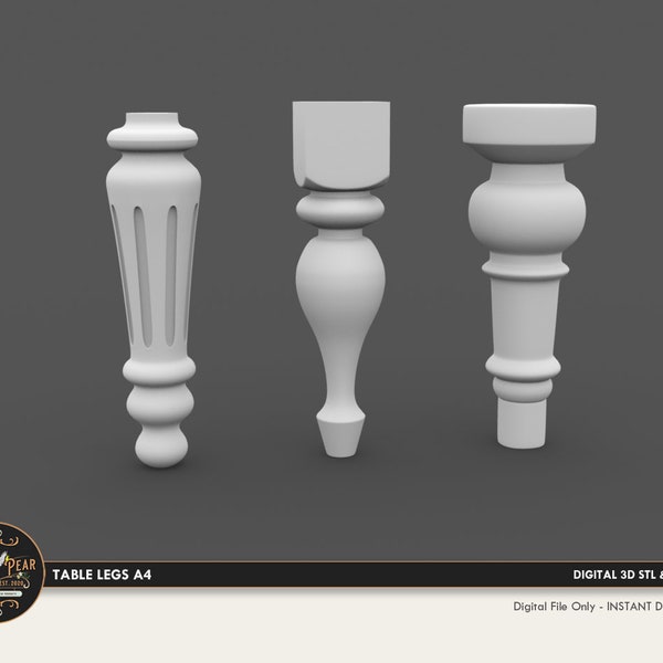 1:12 Table Legs A4 Dollhouse Miniature - 3D STL PRINT file Instant Download