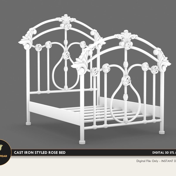 1:12 Cast Iron Rose Bud Bed Full Double Size Dollhouse Miniature - Fichier 3D STL PRINT Téléchargement instantané