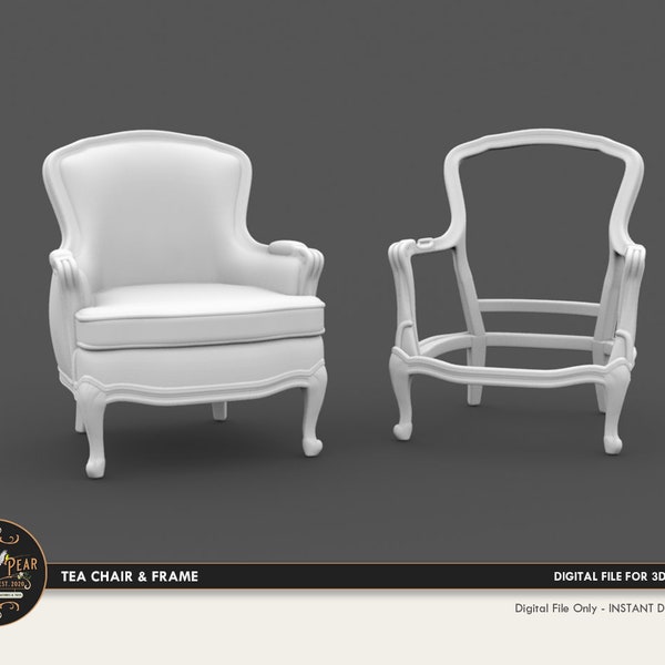 1:12 Tea Chair & Frame Dollhouse Miniature - 3D STL PRINT file Instant Download