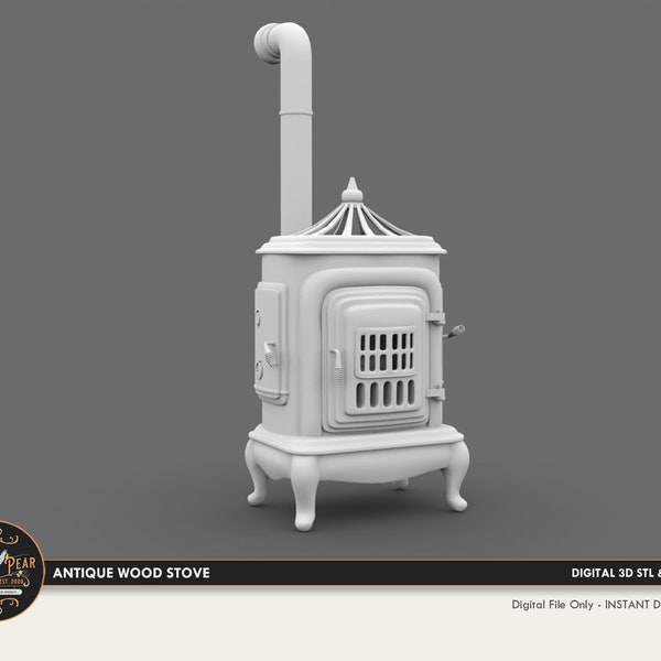 1:12 Antique Wood Stove Fireplace Dollhouse Miniature - 3D STL PRINT file Instant Download