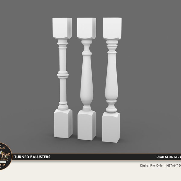 1:12 Turned Balusters A1 Dollhouse Miniature - 3D STL PRINT file Instant Download