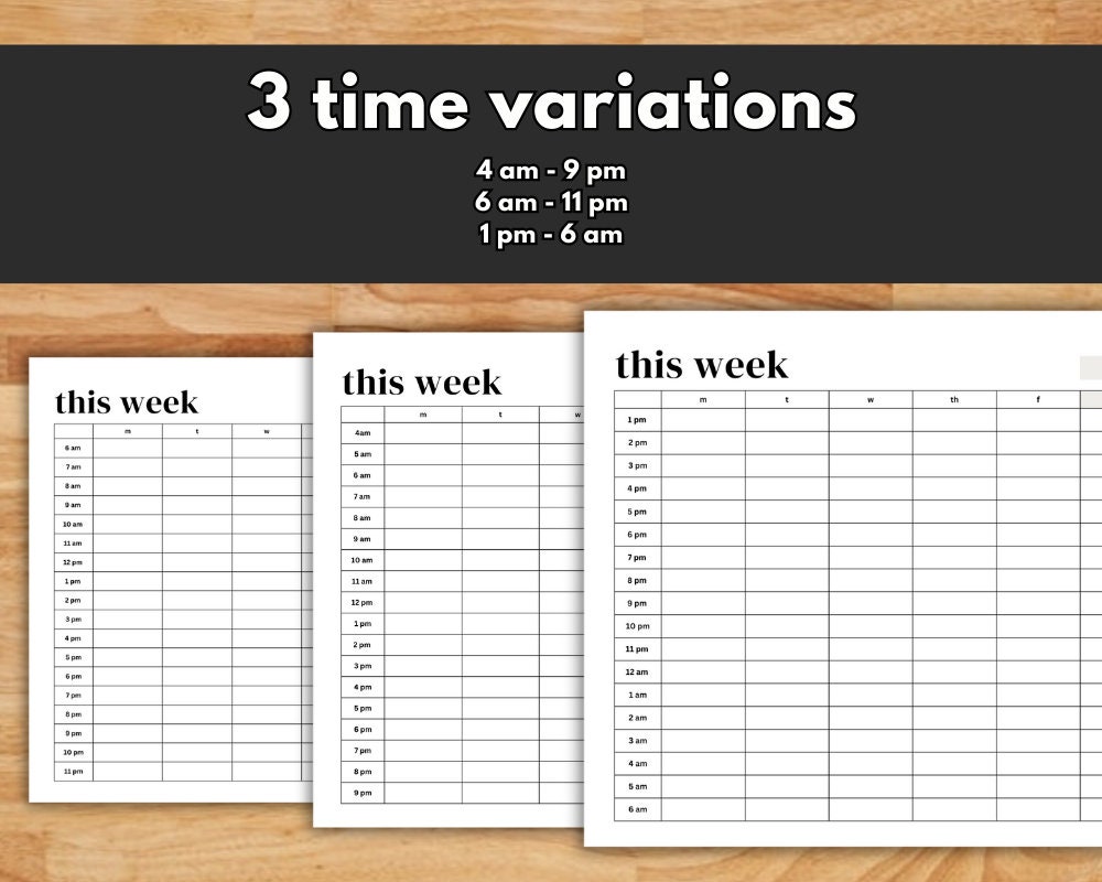 Printable Weekly Time Blocking Template, Hourly Planner, Minimalist ...