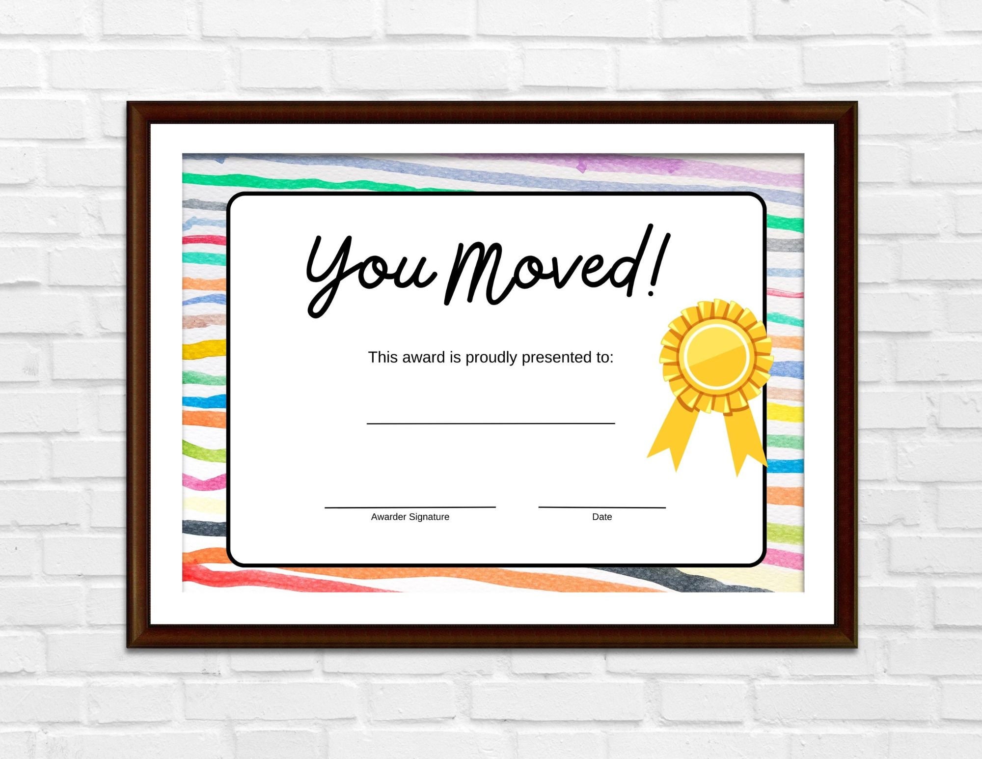 New Home Gift Certificate Printable, Moving Day Award Template ...