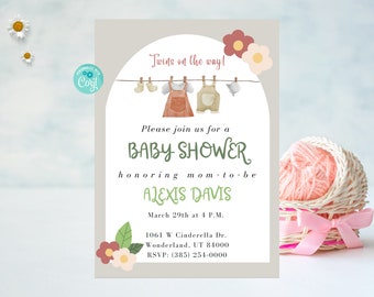 Bohemian Baby Shower Invitation, Neutral Reveal, Party Celebration, Mom to be, Digital Invite, Instant Download