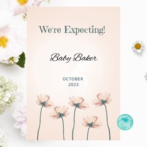 Beige Neutral Pregnancy Announcement, We&#39;re Pregnant, We&#39;re Expecting, Digital Instant Download