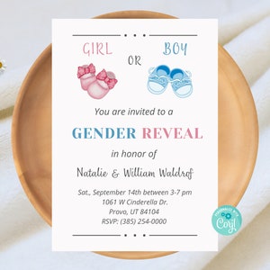 Pink or Blue Gender Reveal Invitation, What will baby be, Boy or Girl, Digital Invite, Instant Download