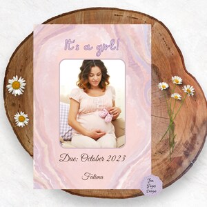 Pink Pregnancy Announcement It&#39;s a Girl Baby on the Way We&#39;re Expecting We&#39;re Pregnant Personalized
