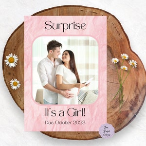 Pink Pregnancy Announcement It&#39;s a Girl Baby on the Way We&#39;re Expecting We&#39;re Pregnant Personalized
