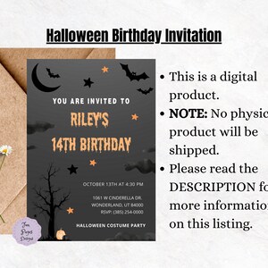 Creepy Halloween Birthday Invitation Spooky Party Theme - Etsy