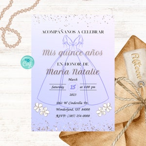 Elegant Lavender Quinceañera Invitation, Mis Quince Años, 15th Birthday Party, Digital Invite, Instant Download