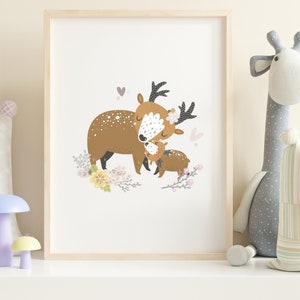 Woodland Animal Nursery Print Art - Digital Print - Deer 001