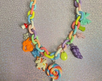 Pastel charm necklace, kawaii jewelry, decora kei necklace
