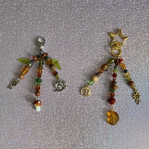 Mushroom beaded keychain, cottagecore keychain