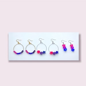 Bisexual pride earrings, bisexual earrings, pride flag earrings