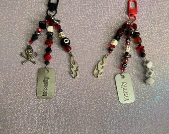 Dark goth keychain, "insanity" punk keychain