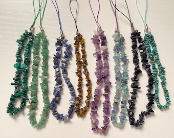 Crystal Phone Charm – Beaded Phone Strap with Tiger’s Eye, Malachite, Aventurine, Amethyst & More